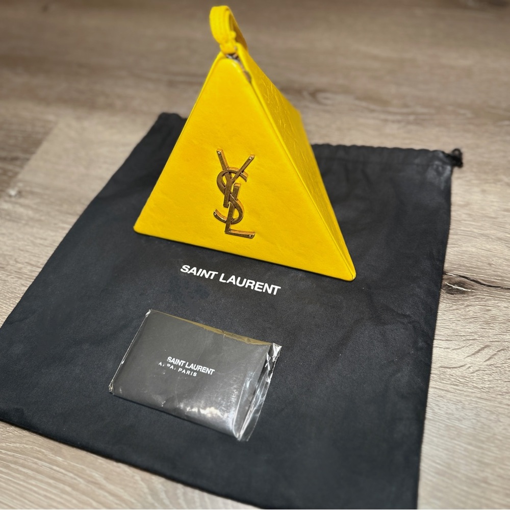 Yves Saint Laurent Yellow Triangle Wristlet Bag - Picture 4 of 8